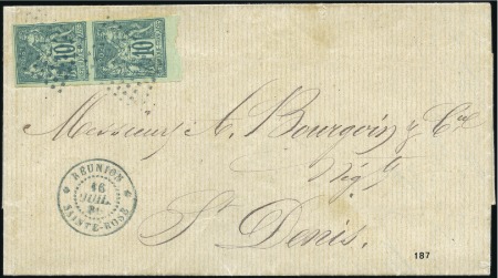 Stamp of Colonies françaises » Réunion 1880 Rare càd Ste Rose sur lettre avec Sage 10c ve