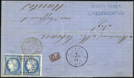 Stamp of Colonies françaises » Réunion 1875 Exceptionnel "Grande cassure" bien nette sur