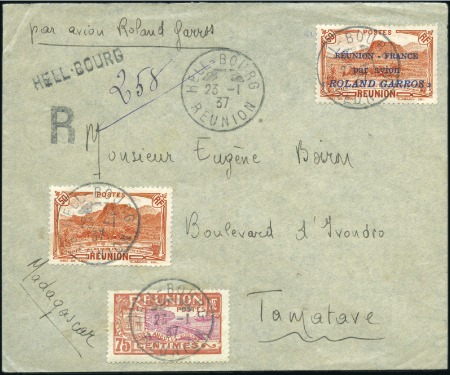 Stamp of Colonies françaises » Réunion 1933-49, Exceptionnel groupe de 34 lettres par avi