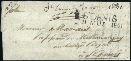 Stamp of Colonies françaises » Réunion 1831 Rarissime "St Louis" manuscrit sur lettre pou