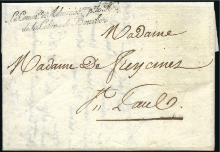 Stamp of Colonies françaises » Réunion 1822 Très rare marque de franchise "Le Commdt et A