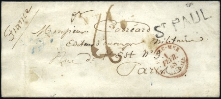 Stamp of Colonies françaises » Réunion 1848 Rarissime griffe linéaire "ST PAUL" sur pli p