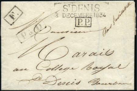 Stamp of Colonies françaises » Réunion 1834 Lettre de Nantes pour St Denis avec griffe "S