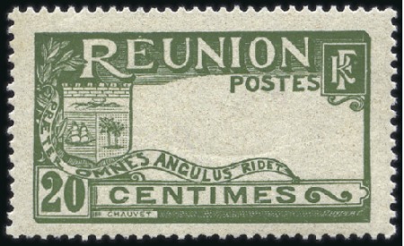 Stamp of Colonies françaises » Réunion 1907-17, 20c olive et vert sans le centre, neuf sa