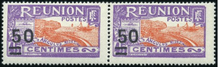 Stamp of Colonies françaises » Réunion 1933 50 sur 45c violet et orange, variété chiffres