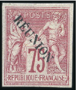 Stamp of Colonies françaises » Réunion 1891 Surcharge Réunion sur 75c Sage, neuf, TB, rar