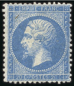 Stamp of France 1862 20c Empire non lauré, neuf, TB