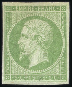 Stamp of Colonies françaises 1871-72 Napoléon 5c vert-jaune, neuf, TB