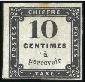 Stamp of France 1859 Taxe 10c noir Litho, neuf sans gomme, un poin