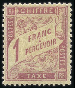 Stamp of France 1893-1935 Duval 1F rose sur paille, neuf, TB