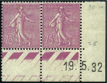 Stamp of France 1924-32 75c Type II en paire cdf, neuf avec un san