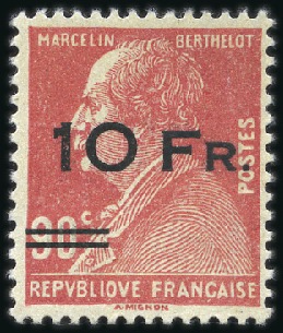 Stamp of France 1928 Ile de France 10F sur 90c Pasteur, neuf sans 