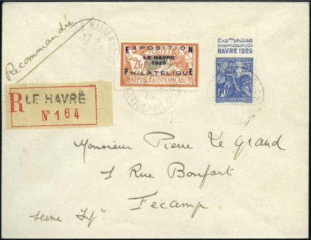 Stamp of France 1929 Congrès du Havre sur lettre recommandé de l'E