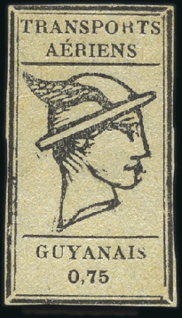 Stamp of Colonies françaises » Guyane - T.A.G. 1921 75c noir sur gris, neuf, TB
