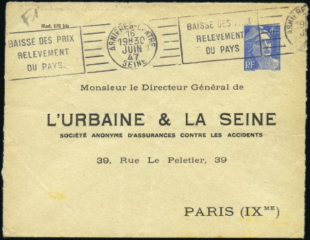 Stamp of France 1947-55, Groupe d'entiers au type Gandon dont 4F50