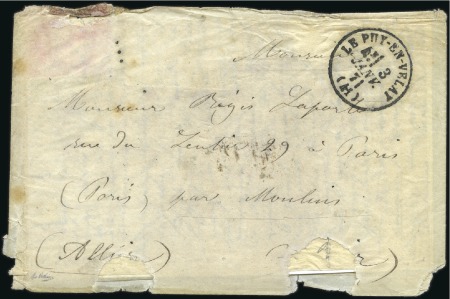 Stamp of France 1871 Boule de Moulins avec texte de Le Puy en Vela