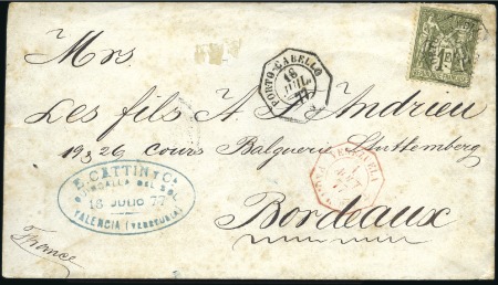 Stamp of France 1877 Enveloppe du Vénézuela au départ de l'Agence 