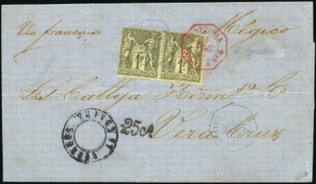 Stamp of France 1877 Enveloppe du Vénézuela pour le Mexique au dép