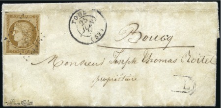 Stamp of France 1849 10c bistre-jaune sur lettre locale de Toul 18