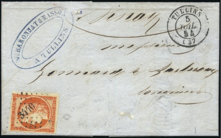Stamp of France 1849 40c orange bien margé sur lettre de Tullins 0