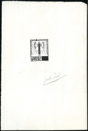 Stamp of France 1943 Francisque épreuve d'artiste en noir sans fac
