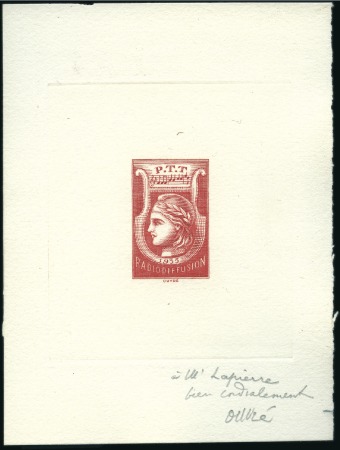 Stamp of France RADIODlFFUSION 1935 épreuve d'artiste en rouge déd