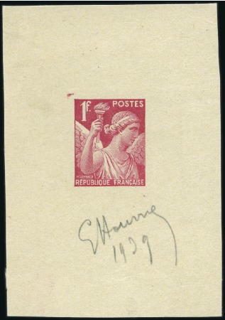 Stamp of France 1939 Iris 1F et 1F25 en rose en épreuve d'artiste 