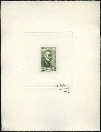 Stamp of France 1939 Paul Cézanne: deux épreuves d'artiste dédicac