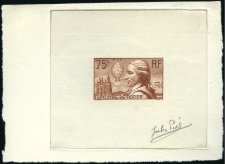 Stamp of France 1936 Pilâtre de Rozier, deux épreuves d'artiste en