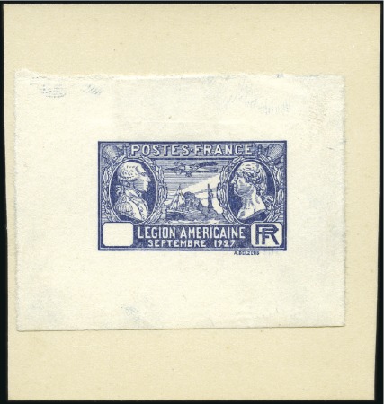 Stamp of France 1927 Légion américaine en bleu sans faciale en épr