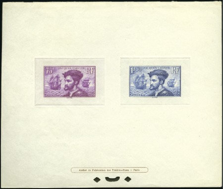 Stamp of France 1934 Jacques Cartier en épreuve de luxe collective