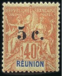 Stamp of Colonies françaises » Réunion 1901 Variétés de surcharges sur la série Yv. n°52-