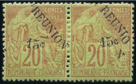 Stamp of Colonies françaises » Réunion 1891 Petit ensemble de variétés sur la surcharge "