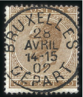 Stamp of Belgium » Belgique. Léopold 1er - Nouveau Type - Émission 30c brun avec oblitération Van den Peereboom Bruxe