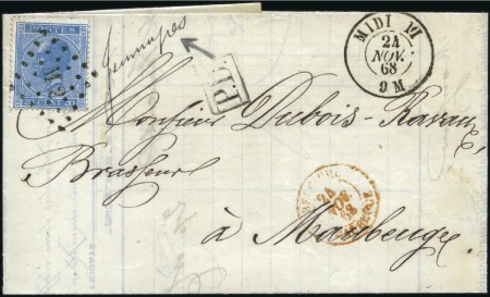 Stamp of Belgium » Belgique. Léopold 1er - Nouveau Type - Émission 20c bleu en tarif frontalier de Jemappes (avec gri