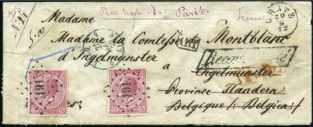 Stamp of Belgium » Belgique. Léopold 1er - Nouveau Type - Affranchissements mixtes, composés, etc. Lettre recommandée de Gratz 20 mai 1872 pour Ingel