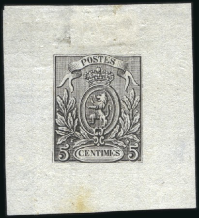 Stamp of Belgium » Belgique. 1866-67 Petit Lion - La Genèse Type non adopté, 5c en épreuve du coin sur papier 