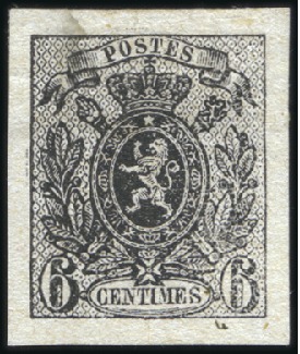 Stamp of Belgium » Belgique. 1866-67 Petit Lion - La Genèse 6c Type adopté, épreuve du coin en noir sur papier