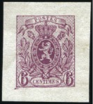 Stamp of Belgium » Belgique. 1866-67 Petit Lion - La Genèse 6c Type adopté, deux épreuves du coin en violet fo