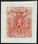 Stamp of Belgium » Belgique. 1866-67 Petit Lion - La Genèse 6c Type adopté, deux épreuves du coin en violet fo