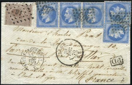 Stamp of Belgium » Belgique. Léopold 1er - Nouveau Type - Affranchissements mixtes, composés, etc. Extraordinaire affranchissement mixte France-Belgi