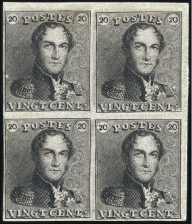 Stamp of Belgium » Belgique. 1849 Epaulettes, La Genèse - Épreuves 20c Noir grisâtre sur papier crème, épreuve de la 