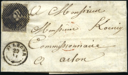 Stamp of Belgium » Belgique. 1849 Epaulettes - Émission 10c Brun, très bien margé, oblitération de la dist