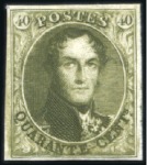 Stamp of Belgium » Belgique. 1849 Médaillons (filigrane encadré) - La Genèse - Épreuves Épreuve de la planche: 40 centimes, lot de six exe