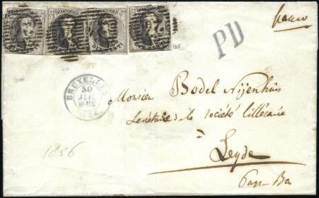 Stamp of Belgium » Belgique. 1851 Médaillons (filigrane sans cadre) - Émission 10c Brun, quatre exemplaires tous margés, oblitéra