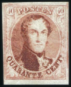 Stamp of Belgium » Belgique. 1861 Médaillons allongés - Émission 40c Rouge-vermillon, grandes marges avec petit bor