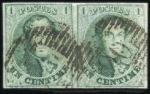 Stamp of Belgium » Belgique. 1861 Médaillons allongés - Émission 1c Vert: Petit lot de six isolés et d'une paire mo