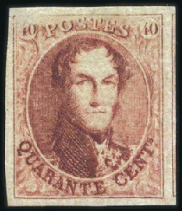 Stamp of Belgium » Belgique. 1861 Médaillons allongés - Émission 40c Vermillon, grandes marges avec fragment d'un v