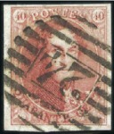 Stamp of Belgium » Belgique. 1861 Médaillons allongés - Émission 40c Vermillon, petite sélection de quatre exemplai