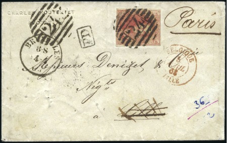 Stamp of Belgium » Belgique. 1861 Médaillons allongés - Émission 40c Vermillion, bien margé, oblitération à 10 barr